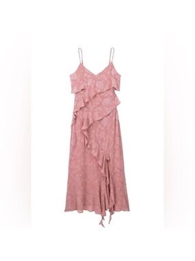 Zara Pink Ruffle Midi Dress